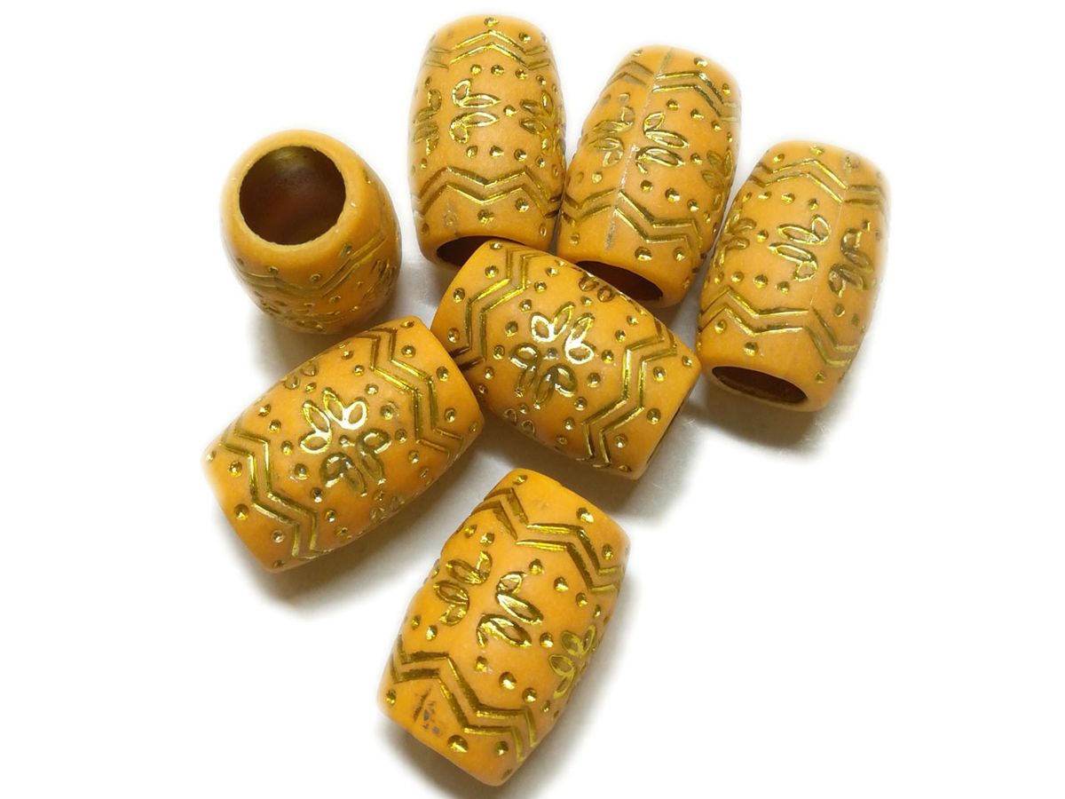 BEAD COOL Plastic Bead Hair Bead 20pcs Gold colour engraved
