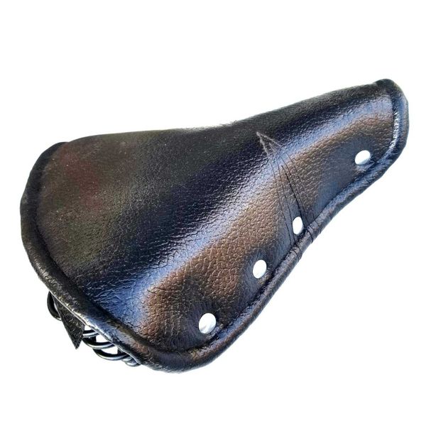 Vintage Faux Leather Bicycle Saddle Rivet Sprung Spring Black