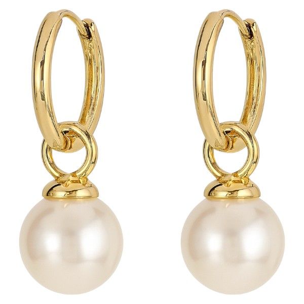 Dangle Earrings with Pearl Drop - Gold