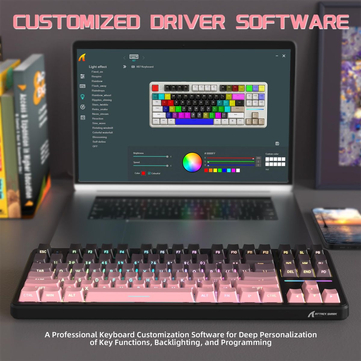 ATTACK SHARK X87 RGB Gaming Keyboard, Wireless Mechanical Keyboard
