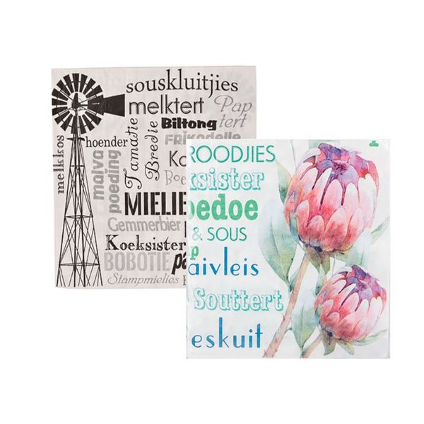 Bulk Pack x 6 Afrikaans Serviettes 2ply 33cm 20pcs Per Pack