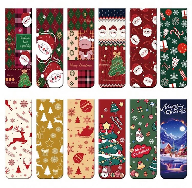 Bookmarks Magnetic Christmas Design Pack Of 12