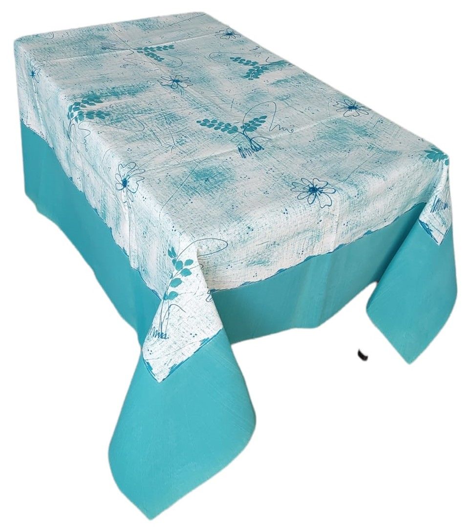 Rectangular Tablecloth 8 Seater Green / Teal with Blue Buy Online