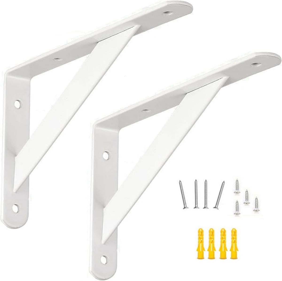 Heavy-Duty White Shelf Brackets 300x250mm (2 Pieces) -Home, Garage - Retoolery