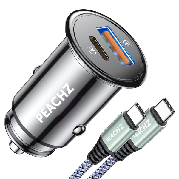 PEACHZ 48W USB-C Car Charger with Type-C to Type-C Braided Cable