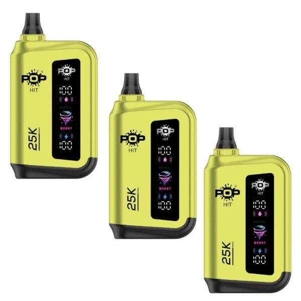 Pop Hit Rechargeable Vape Bar 25K Puffs 50mg -Sour Watermelon Peach -3 Pack
