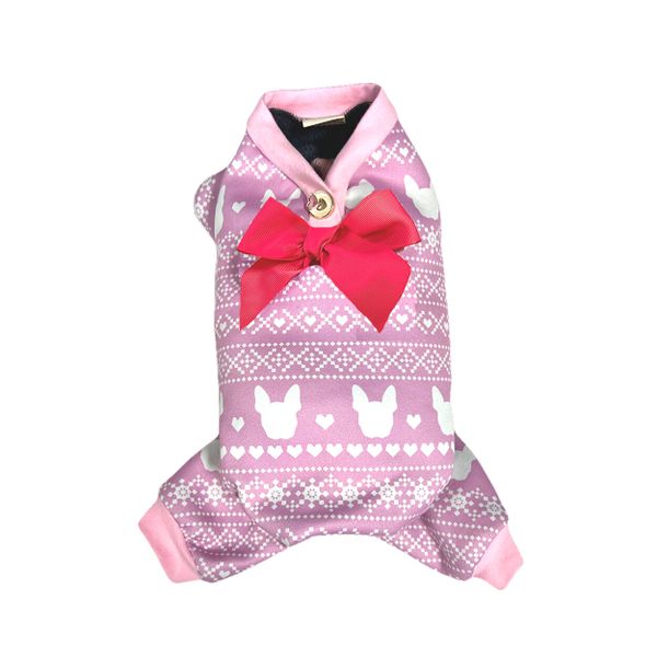 DL PJ with Boston Terrier and Bow Pink