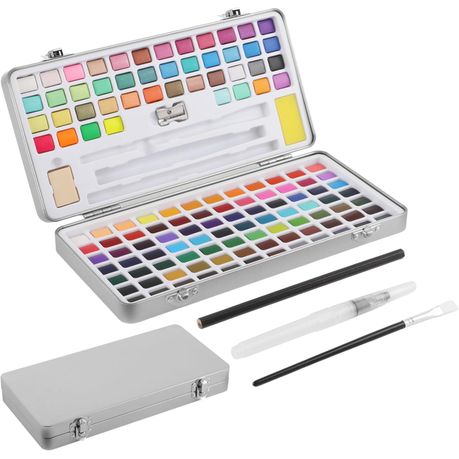 128 Premium Watercolors in this Set - Includes Paint Brushes Image