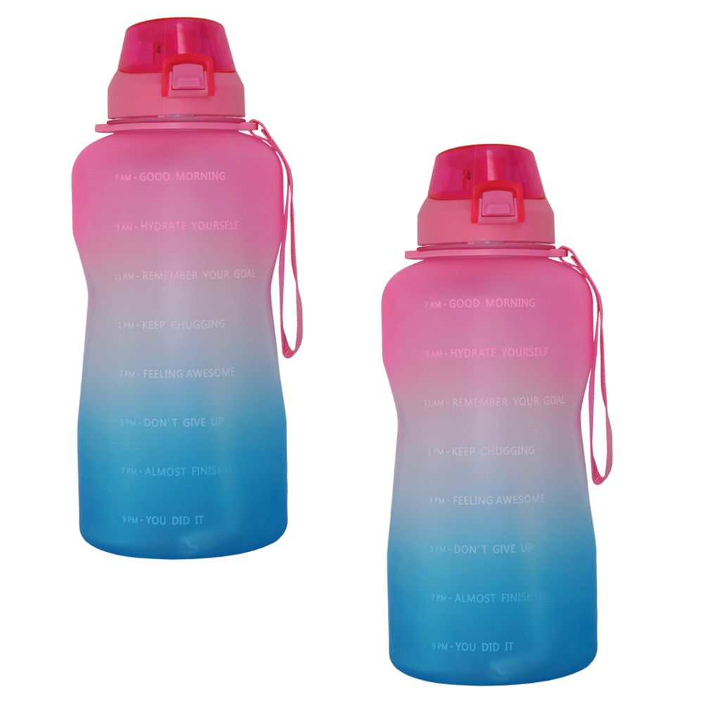 Maisonware 3.8L Giant Motivational Water Bottle Pink and Blue - 2 Pack