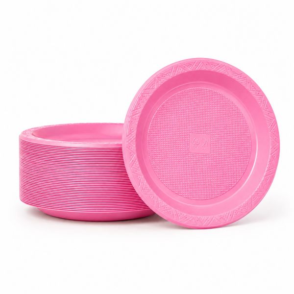 Durable Plastic Dessert Plates - 18cm - 50 Piece Kids Parties, Adult Events