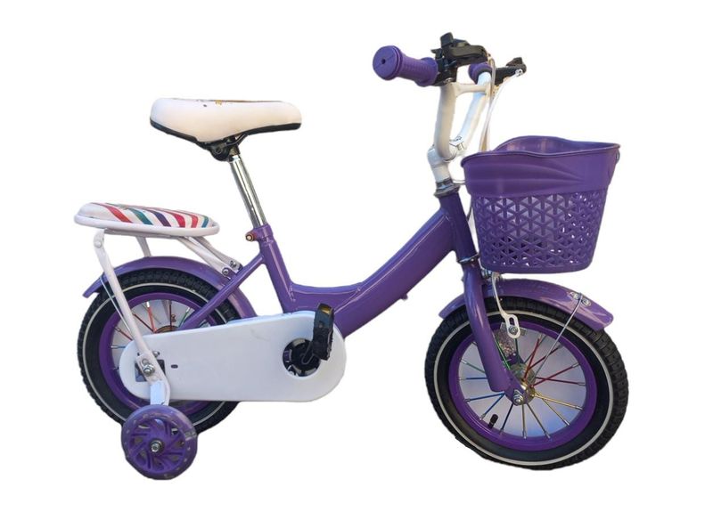 Children's Bicycle with Training Wheels And Basket - Blue With A Star