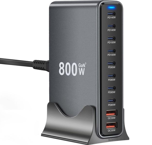 800W USB C Charger , GaN 10 Ports USB Charger , Multiple Plug Fast Charger