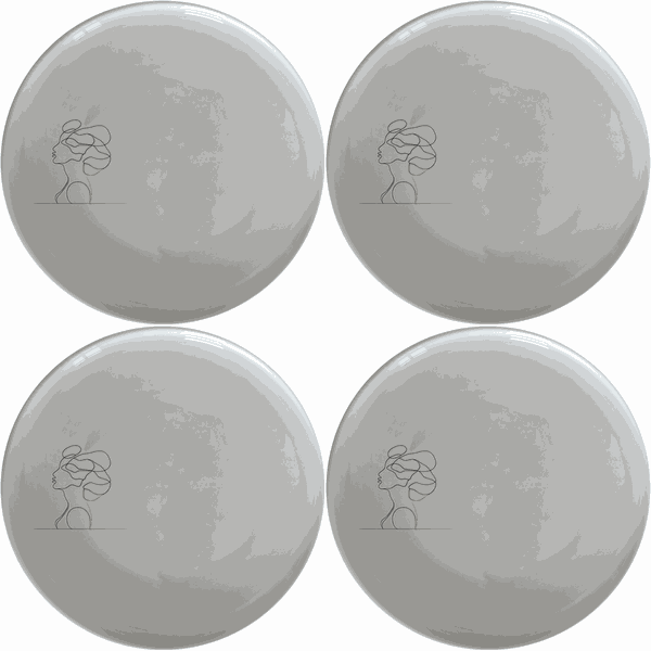 Woman Faces Hair Dinner Plate Set of 4 - Range 3