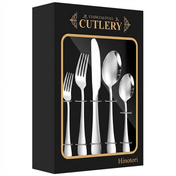 30 Piece Cutlery Set Stainless Steel Knife Fork Spoon with Gift Box- Silver