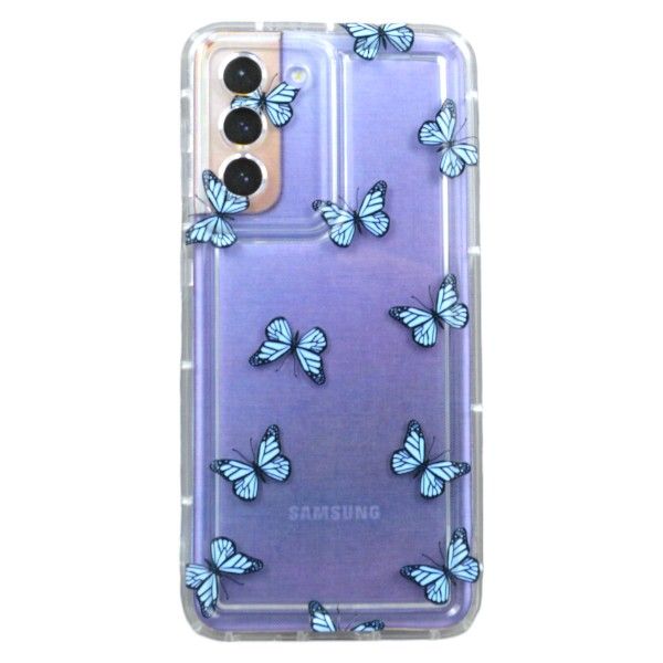 Purple Butterflies Print Phone Case For Samsung S21 - Transparent