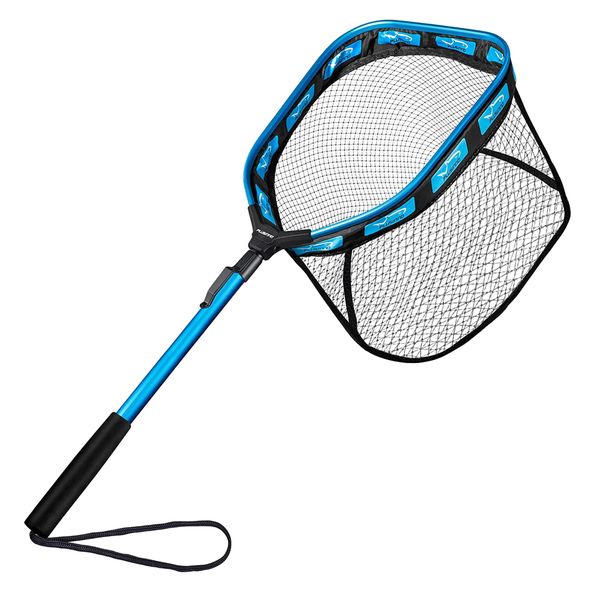 Camping Folding Retractable Hand Held Blue Fly Fishing Landing Net (80cm)