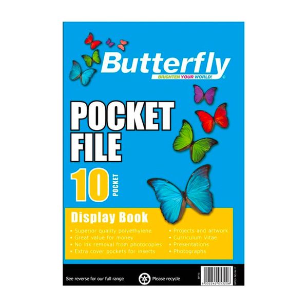 Butterfly Filing Pocket - A4 40 m 10 Plastic Pockets x 200