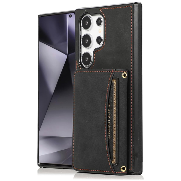 PU Leather Wallet Case Compatible with Samsung Galaxy S25 Ultra-Black