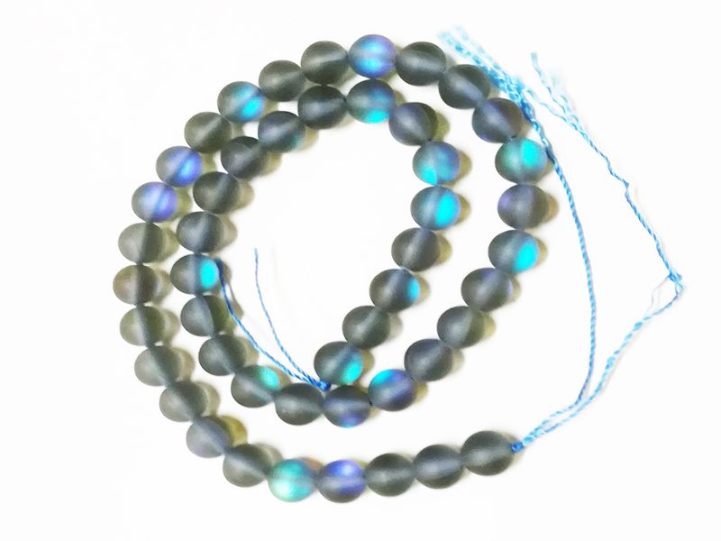 BEAD COOL - Iridescent Mermaid Bead - Glow Grey Glass bead - 8mm - 90pcs