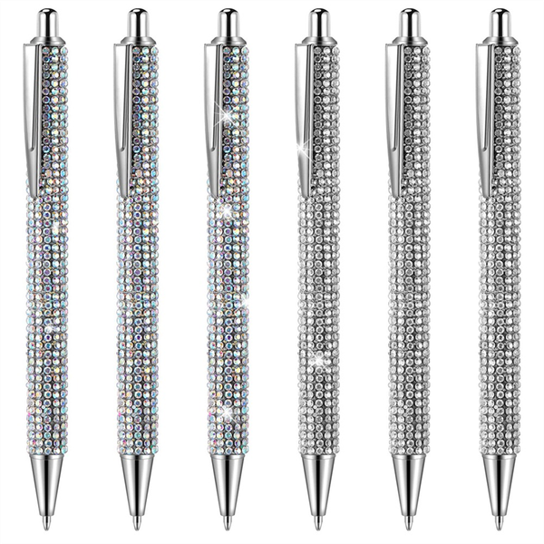 6Pcs Cute Pen Bling Diamond Pens Christmas Rhinestones Crystal Pens A