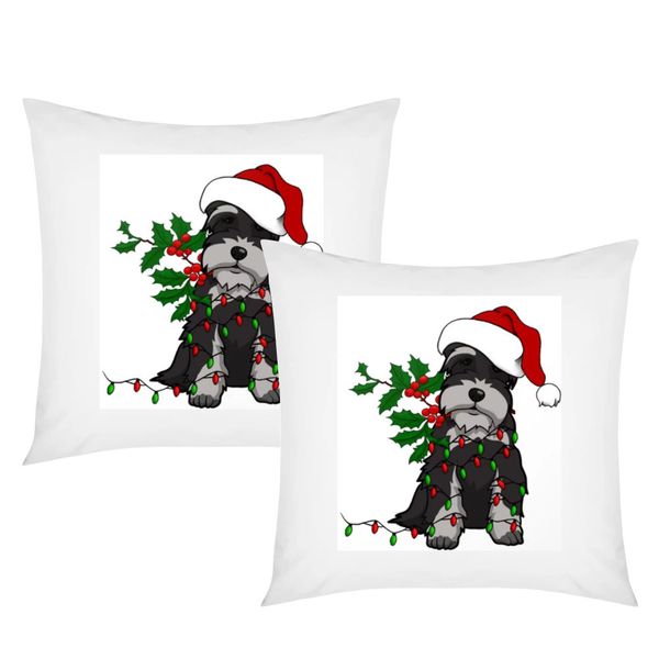 PepperSt - Scatter Cushion Cover Set - Christmas Schnauzer