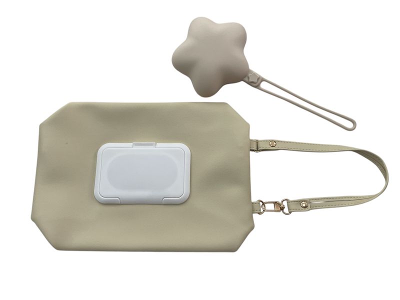 Baby Wet Wipe Bag (PU Leather) &amp; Silicone Star Storage Pouch