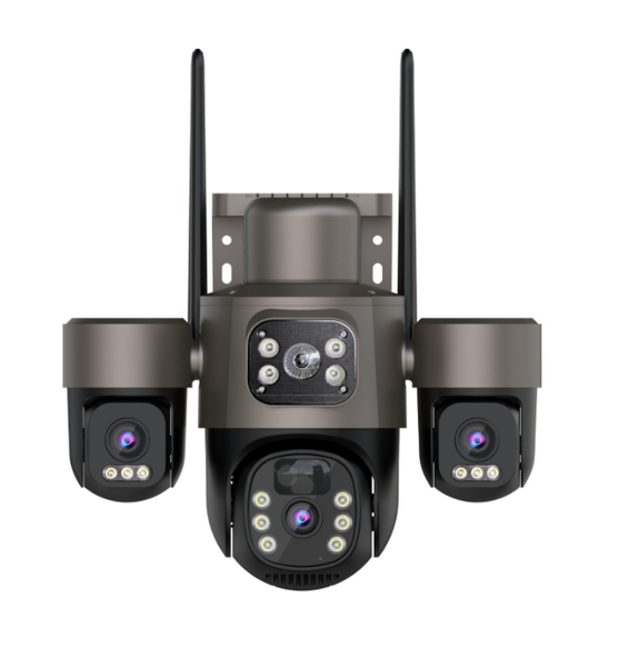 Triple-Camera Wireless CCTV Security Camera (black) - 1 Unit