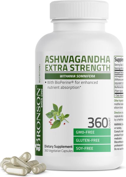 Bronson Ashwagandha Extra Strength - 360 Capsules (120 Servings)