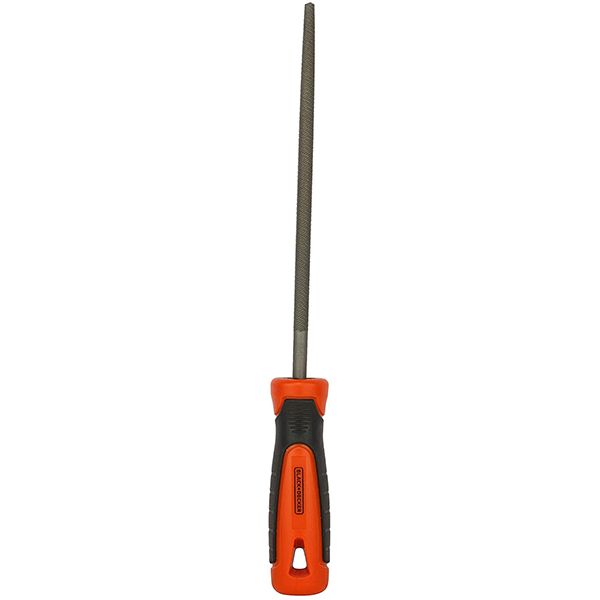 BLACK+DECKER 200mm 2nd Cut Bimaterial Handle Steel Round File - BDHT22145