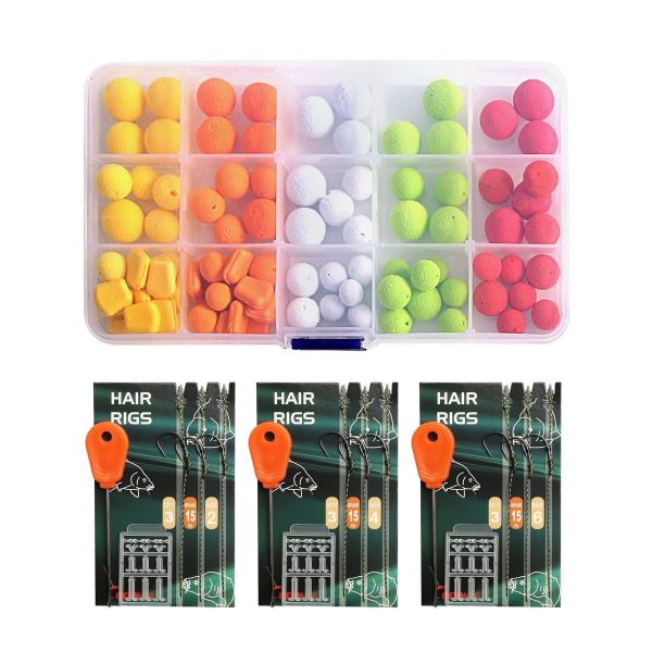 9 Carp Hair Rigs with Artificial Boilies &amp; Mielies