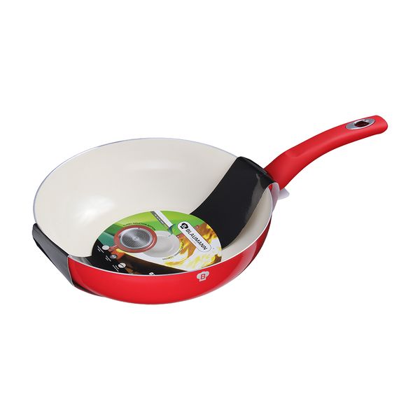 Blaumann 28cm Ceramic Coating Non-Stick Wok - Cookwell Red