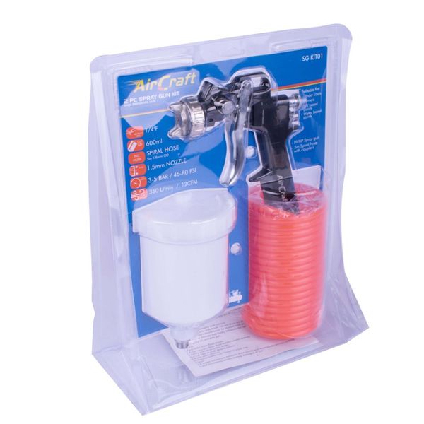 Aircraft -Gravity Feed Spray Gun 1.5MM Nozzle With 5M Spiral Hose - 2 Pack