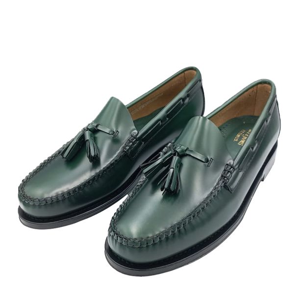 G.H Bass &amp; Co - Mens Larkin Tassle Moc Dark Green Leather Slip-Ons