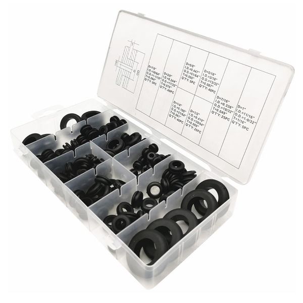 Tool DIY Rubber Grommets Sealing Rings for Wires Plugs Cables (180Pieces)