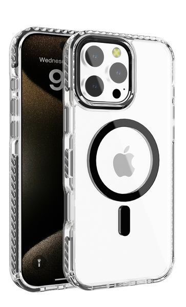 TUFF-LUV Tough Acrylic 2 Tone Magnetic Magsafe Case Compatible with Apple iPhone 16 Pro - Black