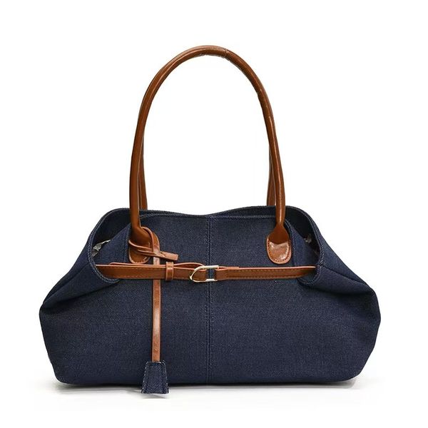Women's Dark Blue Fashion Tote Bag Casual Shoulder Crossbody Bag