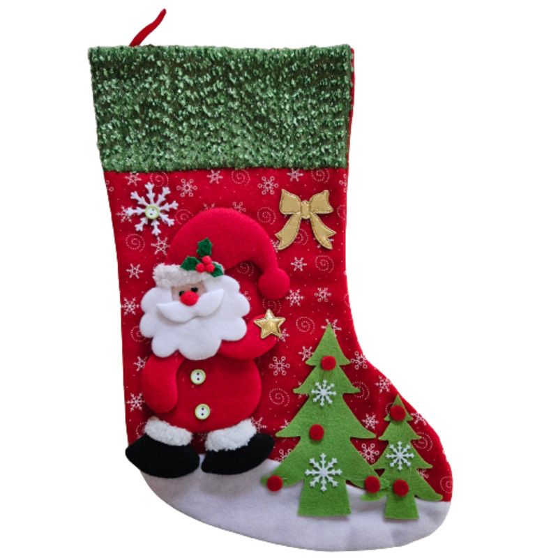 Christmas stocking Santa with Green Boarder 40cm | Shop Today. Get it ...