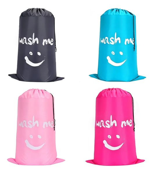 4 Pieces Laundry Bag Set - Blue Steel-Colored Dirty Clothes Storage Bags