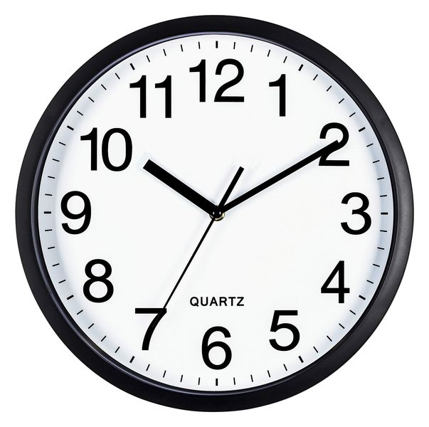 Quartz Black Battery Powered Analogue Wall Clock