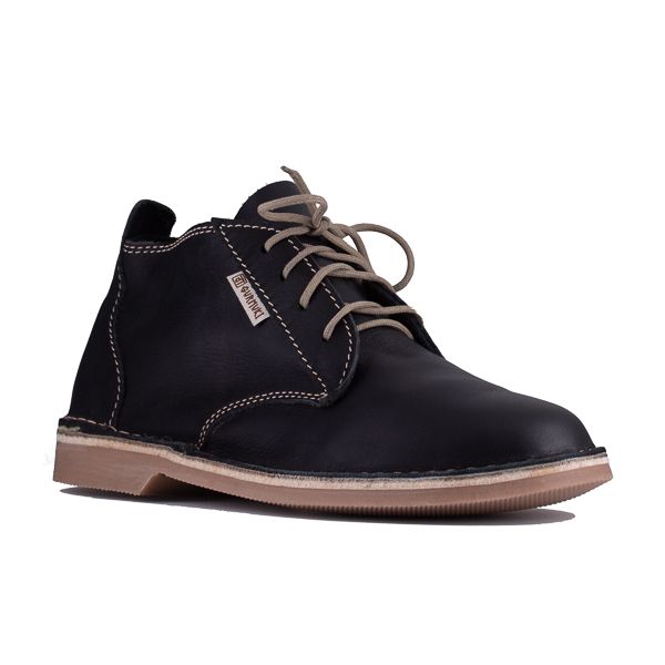 Gurmuki Men's Leather Lace-Up Ankle Vellies Veldskoen - Black