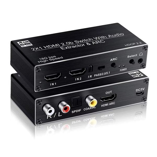 HDMI Switch ARC Audio Extractor + Switch 4K DAC Digital SPDIF Optical