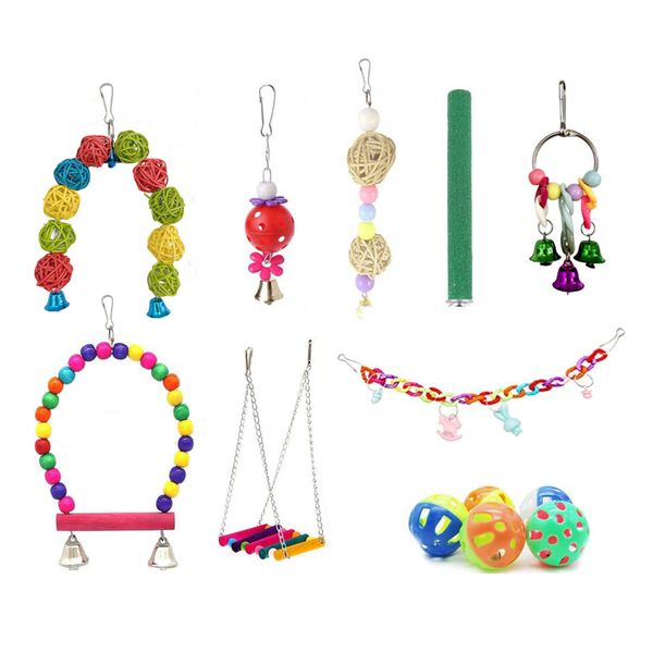 Parrot Toy Set Birdcage Accessories Suspension Bridge Stand Stick Swing