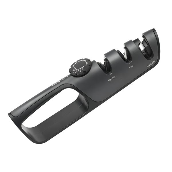 Adjustable Angle Guide and Non Slip Rubber Edge Grip Knife Sharpener - Black