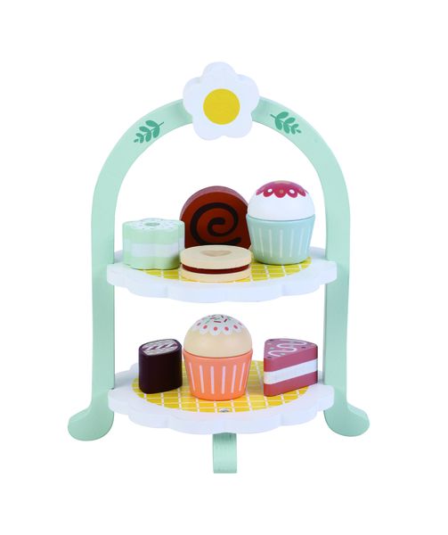 Wooden Party Cake &amp; Dessert Stand - Pretend Play Toy for Kids