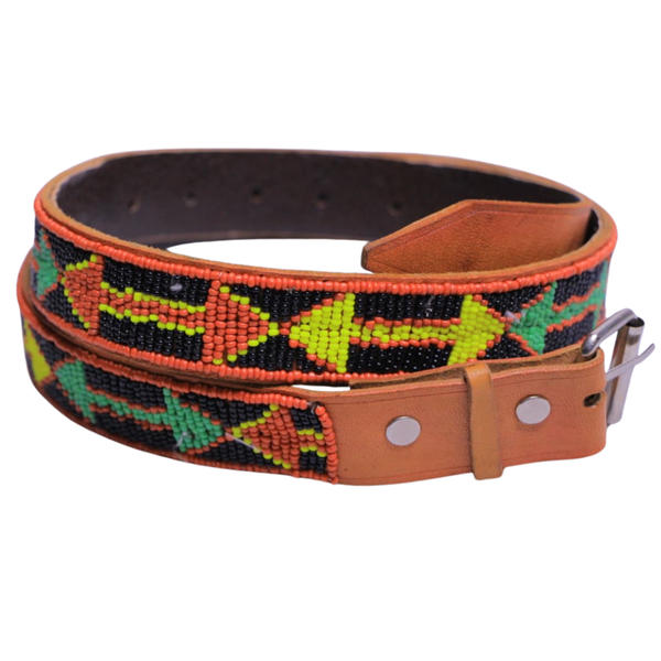 Genuine Leather Beaded Belt for Men - Slim 3cm Width