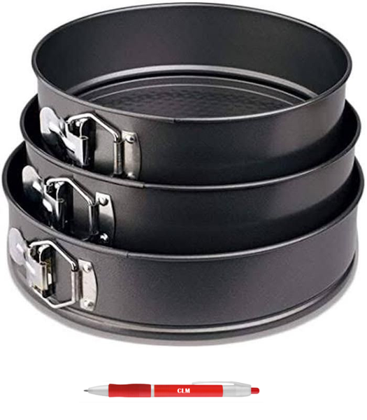 3-Piece Non Stick Spring Form Baking Pans with CLM pen