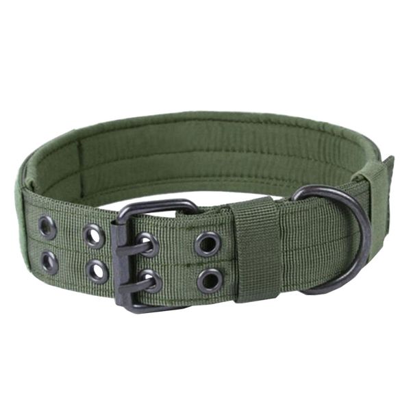 Adjustable Tactical Nylon Dog Training Collar with Metal Buckle - Green