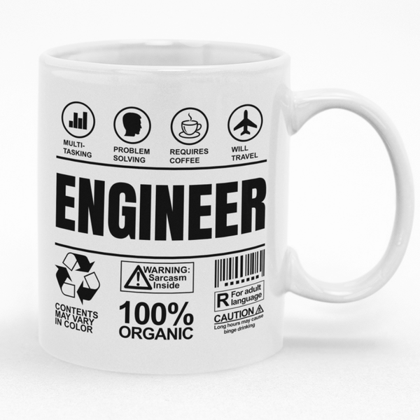 Engineer Birthday Christmas Gift Custom Printed Funny Novelty Mug