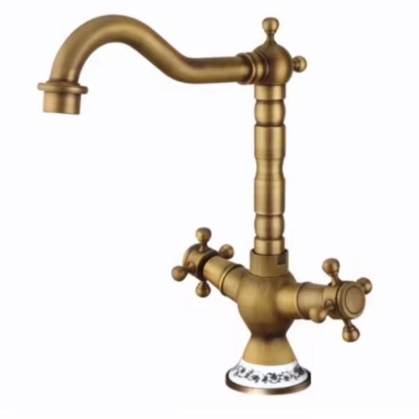 Trendy Taps Deck Mounted with Dual Handle and Brass Bathroom Mixer