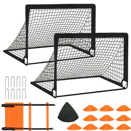 Kids Soccer Goal Set of 2 Portable Pop Up Foldable Training Nets Outdoor Image